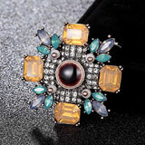 Vintage Flower Brooch Rhinestone Crystal Bouquet Pin