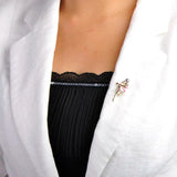 Gymnastics Girls Enamel Pearl Brooch Gold Metal