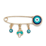 Copper Drip Oil Evil Eye Brooch Pin Key Shape Tassel Brooch