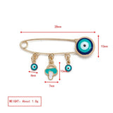 Copper Drip Oil Evil Eye Brooch Pin Key Shape Tassel Brooch