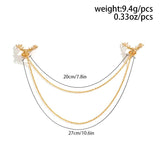 Vintage Deer Head Brooch Tassel Chain Multilayer Metal Link Chain Shirt Collar
