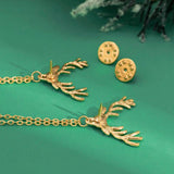 Vintage Deer Head Brooch Tassel Chain Multilayer Metal Link Chain Shirt Collar