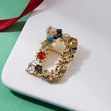 Retro Crystal Pearl D Brooch Pin for Women Wedding Jewelry