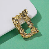 Retro Crystal Pearl D Brooch Pin for Women Wedding Jewelry
