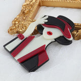 Red Suit Lady Hat Brooch Acrylic Resin Lapel Pin