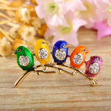 Colorful Birds Brooches Crystals Enamel Jewelry For Girls Kids