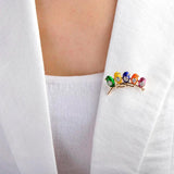 Colorful Birds Brooches Crystals Enamel Jewelry For Girls Kids