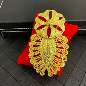 Vintage Algeria Wedding Jewelry Bridal Leaves Brooches Plating Hollow Flower