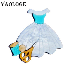 Cut Wedding Dress Acrylic Brooch for Women