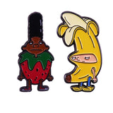 Strawberry Banana Man Enamel Pin Funny Fruit Person Brooch Perfect Gift