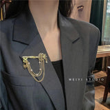 Gothic Tassel Brooch Pearl Rhinestones Punk Streetwear Jewelry