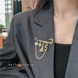 Gothic Tassel Brooch Pearl Rhinestones Punk Streetwear Jewelry