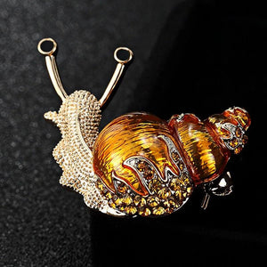 Enamel Orange Snails Brooches Austrian Crystal Insect Brooch