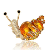 Enamel Orange Snails Brooches Austrian Crystal Insect Brooch