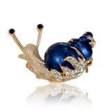 Enamel Orange Snails Brooches Austrian Crystal Insect Brooch