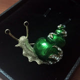 Enamel Orange Snails Brooches Austrian Crystal Insect Brooch