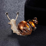 Enamel Orange Snails Brooches Austrian Crystal Insect Brooch
