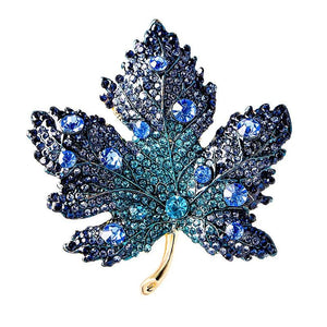 Crystal Maple Leaf Brooch Pin Vintage Party Jewelry