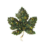 Crystal Maple Leaf Brooch Pin Vintage Party Jewelry