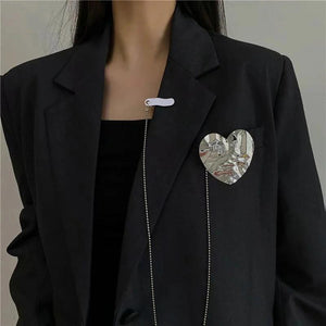 Punk Metal Long Chain Brooches Street Style Suit Lapel Pin Jewelry