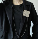 Punk Metal Long Chain Brooches Street Style Suit Lapel Pin Jewelry