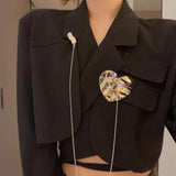 Punk Metal Long Chain Brooches Street Style Suit Lapel Pin Jewelry