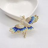 Retro Rhinestone Firebird Collar Pin Phoenix Jewelry Women's Brooch