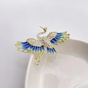 Retro Rhinestone Firebird Collar Pin Phoenix Jewelry Women's Brooch