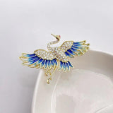 Retro Rhinestone Firebird Collar Pin Phoenix Jewelry Women's Brooch