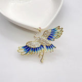 Retro Rhinestone Firebird Collar Pin Phoenix Jewelry Women's Brooch