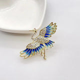 Retro Rhinestone Firebird Collar Pin Phoenix Jewelry Women's Brooch