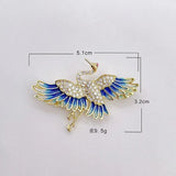 Retro Rhinestone Firebird Collar Pin Phoenix Jewelry Women's Brooch