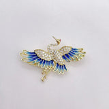 Retro Rhinestone Firebird Collar Pin Phoenix Jewelry Women's Brooch