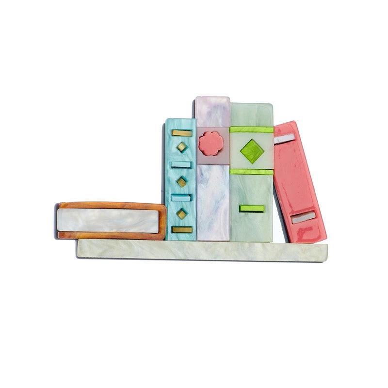 Creative Bookshelf Book Brooches Acrylic Badges Pins