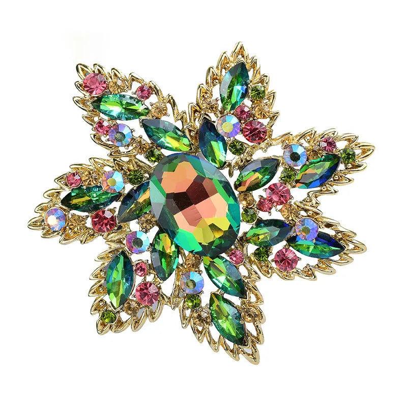 Exaggerated Large Gem Brooch Natural Flower Corsage Jewelry