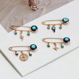 Lucky Eye Moon Star Fatima Hand Evil Eye Brooch Pin for Women Girls