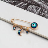 Lucky Eye Moon Star Fatima Hand Evil Eye Brooch Pin for Women Girls