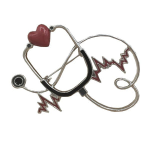 Love Stethoscope Brooch for Women Men Party Corsage