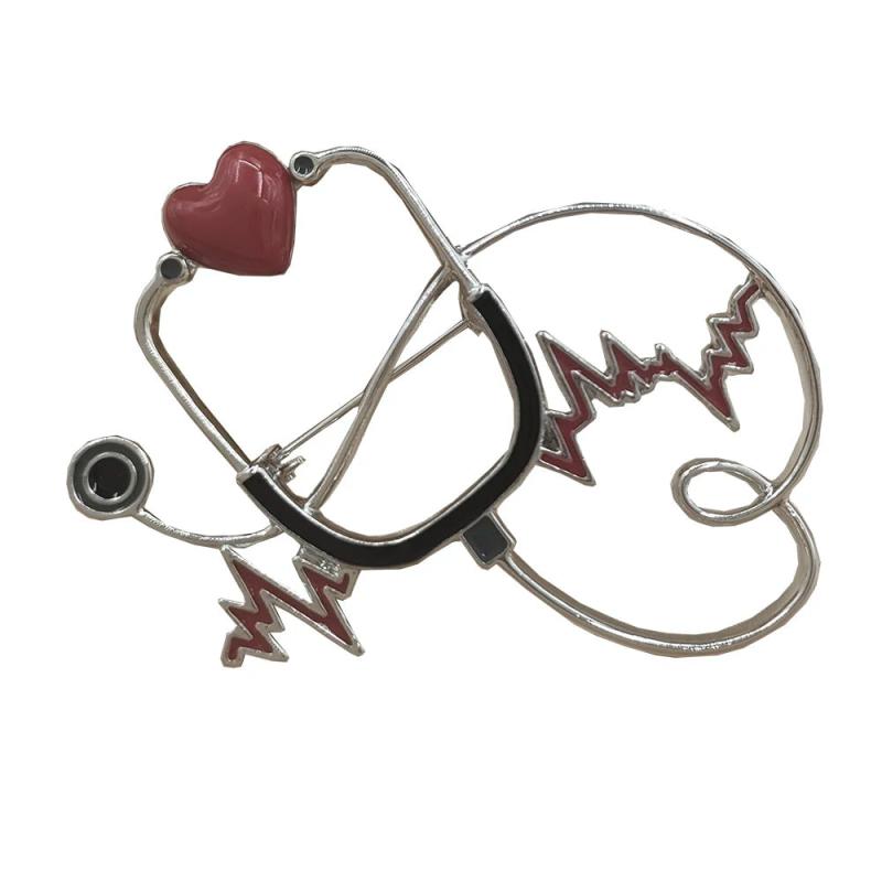 Love Stethoscope Brooch for Women Men Party Corsage