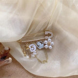 Camellia 5 Brooches with Rhinestone Pearls Tower Portrait Tassel Baroque