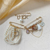 Camellia 5 Brooches with Rhinestone Pearls Tower Portrait Tassel Baroque