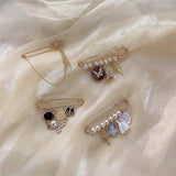 Camellia 5 Brooches with Rhinestone Pearls Tower Portrait Tassel Baroque