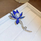 Chinese Water Lily Rhinestone Tulip Brooch Pearl Jewelry