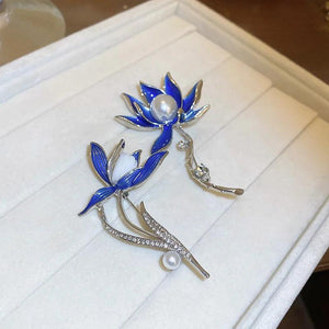 Chinese Water Lily Rhinestone Tulip Brooch Pearl Jewelry