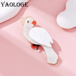 Acrylic Cartoon Parrot Bird Brooches Women Kids Animals Pins Badges