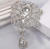 Rhinestone Flower Drop Pendant Brooch for Women Charm Engagement Jewelry