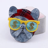 FishSheep Big Acrylic Brooch Bulldog Glasses