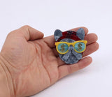 FishSheep Big Acrylic Brooch Bulldog Glasses