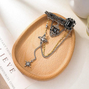 Vintage Tassel Pendant Brooch Baroque Rhinestone Chest Chain Pin Suit Jacket