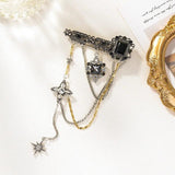 Vintage Tassel Pendant Brooch Baroque Rhinestone Chest Chain Pin Suit Jacket